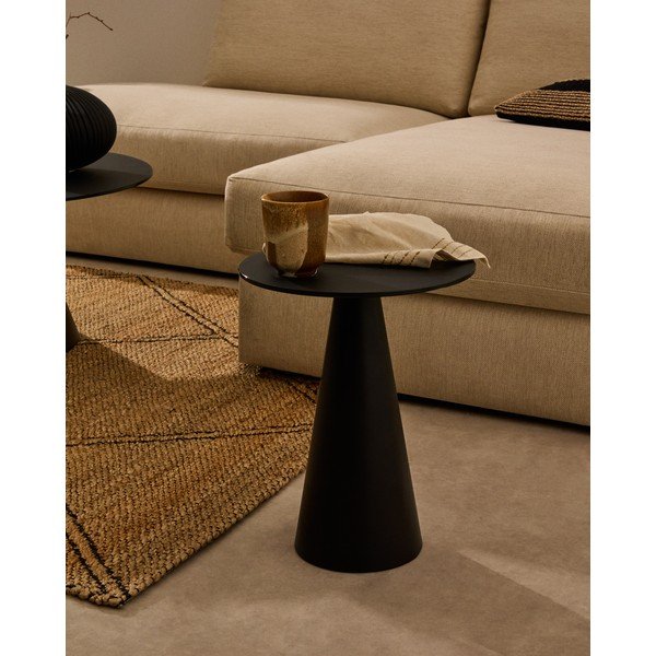 Kulatý odkládací stolek se skleněnou deskou ø 35 cm Wilshire – Kave Home-image-1