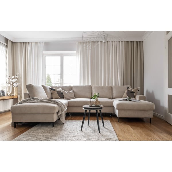 Béžová manšestrová rozkládací rohová pohovka (levý roh) Lofty Lilly – Miuform-image-4