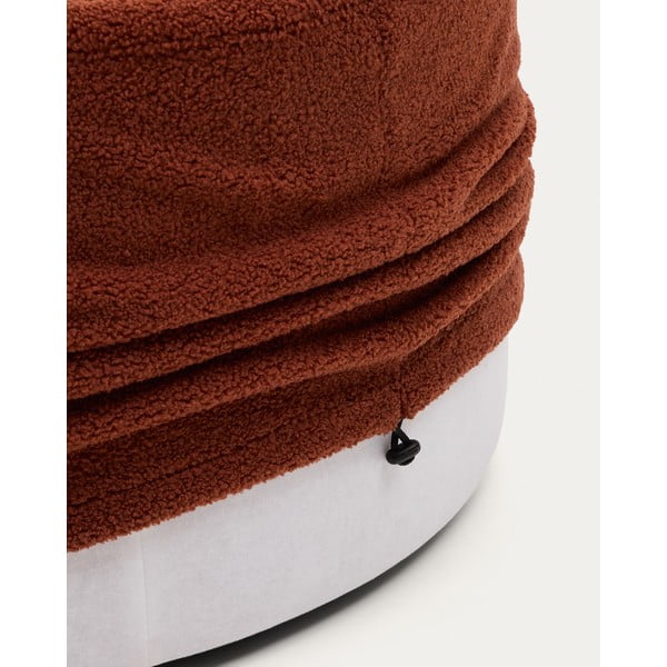 Taburet v terakotové barvě z textilie bouclé Kaeli – Kave Home-image-2