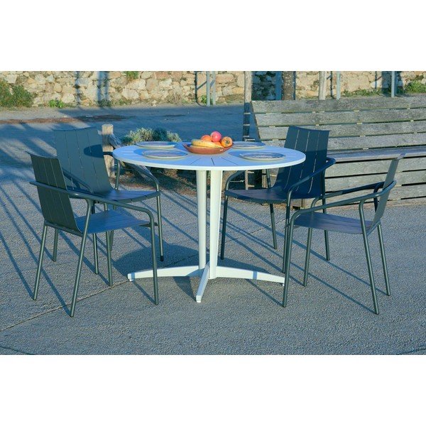 Hliníkový kulatý zahradní jídelní stůl ø 110 cm Fleole – Ezeis-image-4