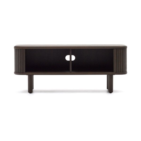 Tmavě hnědý TV stolek v dekoru jasanu 120x50 cm Mailen – Kave Home-image-3