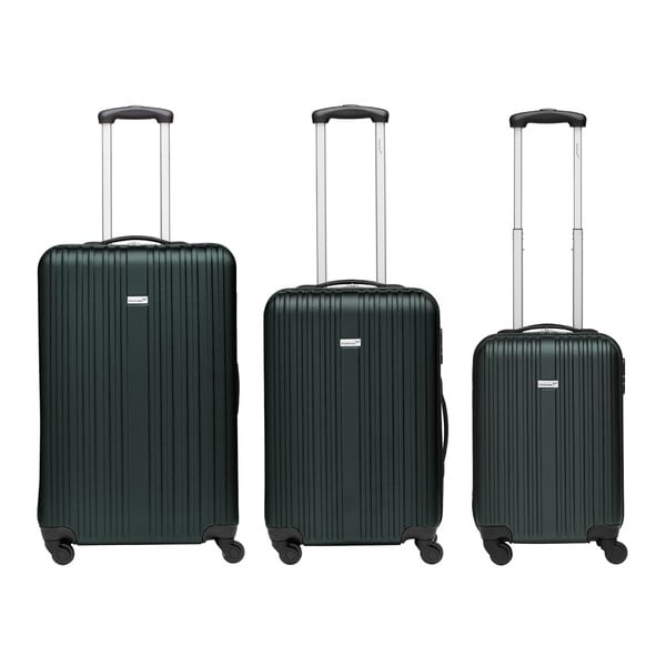 Sada 3 tmavě zelených cestovních kufrů Packenger Travel