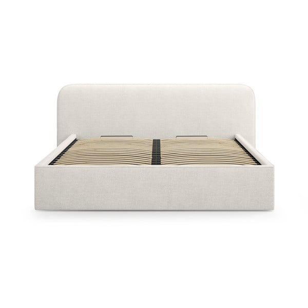 Světle šedá čalouněná dvoulůžková postel s úložným prostorem s roštem 140x200 cm Elizabeth – Micadoni -image-4