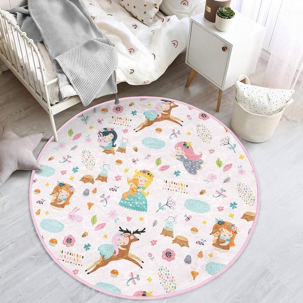 Světle růžový dětský koberec ø 80 cm Comfort – Mila Home-image-4