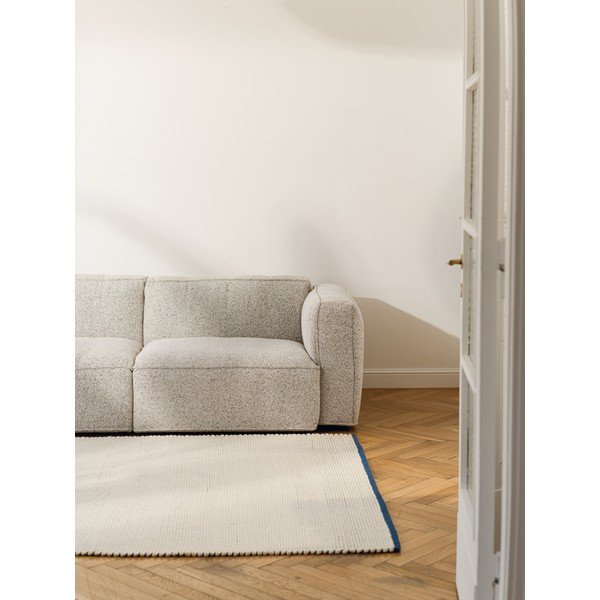 Modrý/béžový ručně tkaný vlněný běhoun 80x170 cm Lenu – noo.ma-image-3