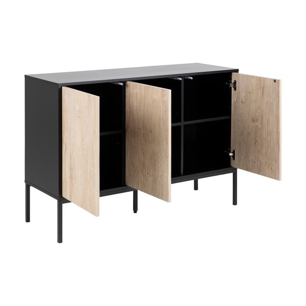 Černá nízká komoda v dekoru dubu 120x82 cm Seaford - Actona-image-3