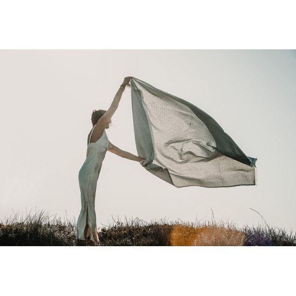 Světle šedý pléd s podílem bavlny Euromant Summer Linen, 140 x 180 cm-image-1