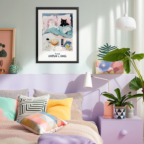 Tištěný obraz s rámem 30x40 cm Catflix – Styler-image-1