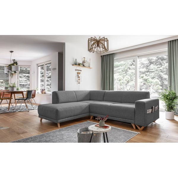Šedá rozkládací/s úložným prostorem rohová pohovka (levý roh/do L) Classy Sophie – Miuform-image-3