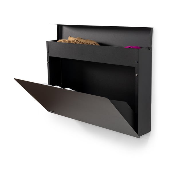 Černý kovový výklopný/závěsný botník 78x48x13 cm Luigi – Spinder Design-image-4
