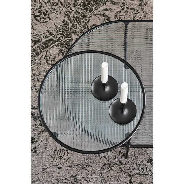 Černý konferenční stolek se skleněnou deskou Teulat Nix-image-1