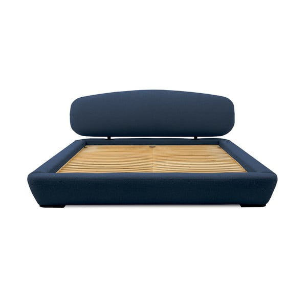Tmavě modrá čalouněná dvoulůžková postel s roštem 180x200 cm Odette – Scandic-image-3