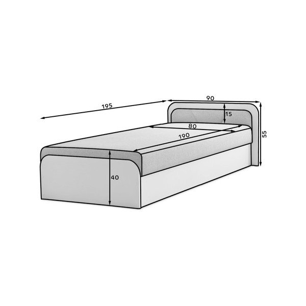 Okrově žlutá/béžová čalouněná/z dřevotřísky jednolůžková postel s úložným prostorem s matrací 80x190 cm Parys – ELTAP-image-4