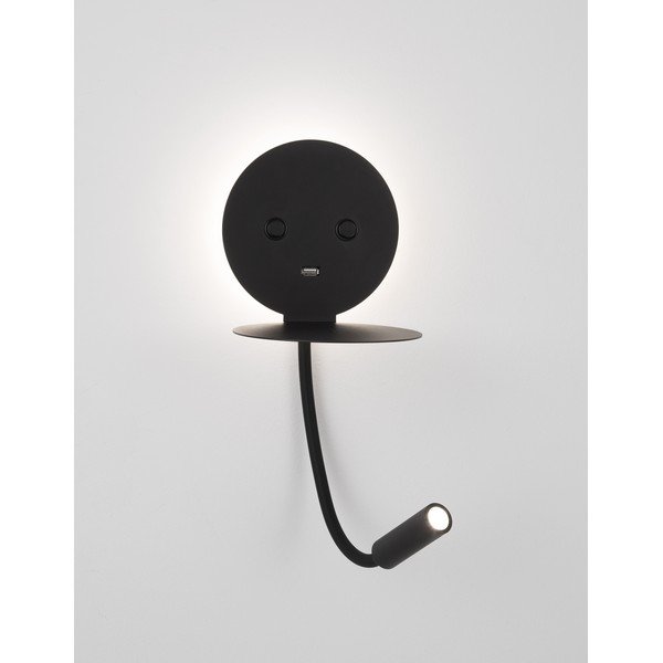Černé hliníkové LED nástěnné svítidlo s ohybatelnou konstrukcí/s USB portem Eclip – Nova Luce-image-4