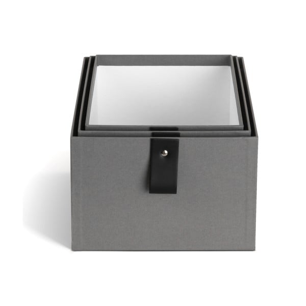 Šedé kartonové úložné boxy v sadě 3 ks 20,5x29,5x14,5 cm Aston Paper Laminate – Bigso-image-3