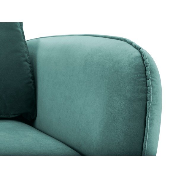 Petrolejově modré sametové křeslo s černými nohami Kooko Home Lento-image-3