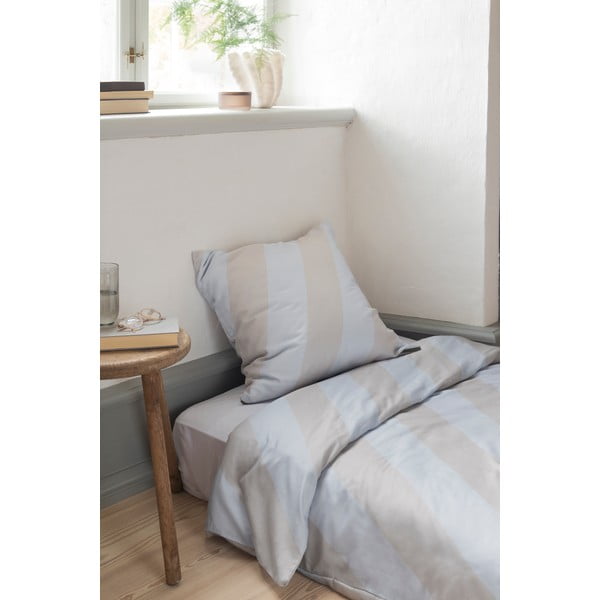 Světle šedo-béžové povlečení na jednolůžko z bavlněného saténu 140x200 cm Diagonal – Mette Ditmer Denmark-image-1