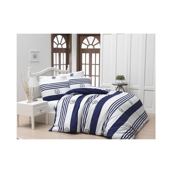 Povlečení z ranforce bavlny na jednolůžko s prostěradlem BHPC Charles, 160 x 220 cm