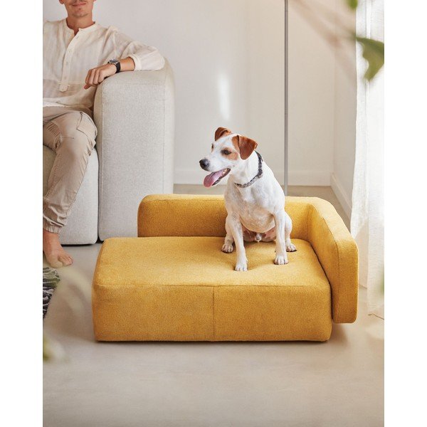 Pelíšek pro psy v hořčicové barvě 73x60 cm Bowie - Kave Home-image-4