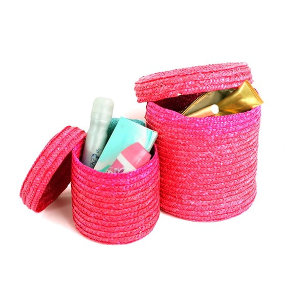 Sada 2 růžových košíků na drobnosti Premier Housewares Straw-image-1