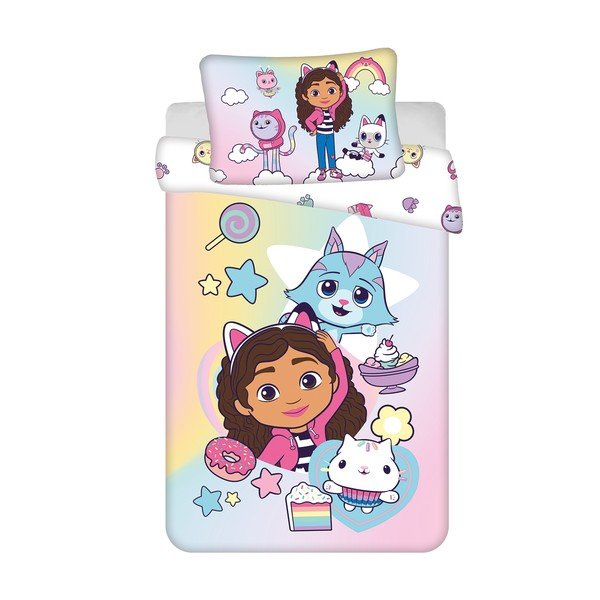 Bavlněné dětské povlečení do postýlky 100x135 cm Gabby's Dollhouse "Sugar Dream" – Jerry Fabrics
