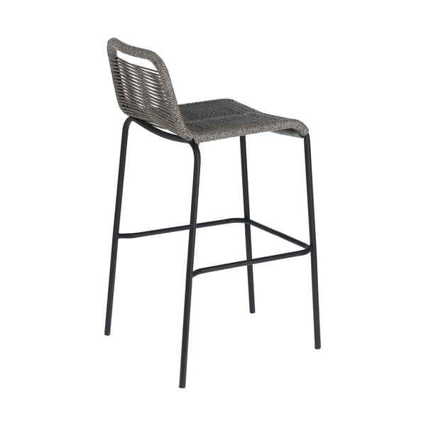Šedá barová židle s ocelovou konstrukcí Kave Home Glenville, výška 74 cm-image-3