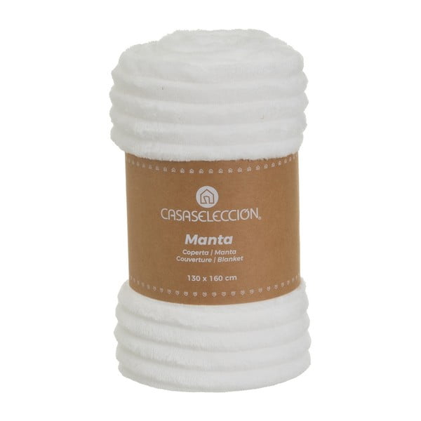 Bílá deka z mikroplyše 130x160 cm Fur Velvet – Casa Selección-image-4