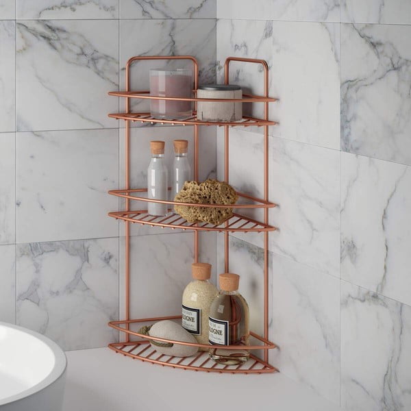 Koupelnová rohová polička se třemi patry Metaltex Copper-image-1