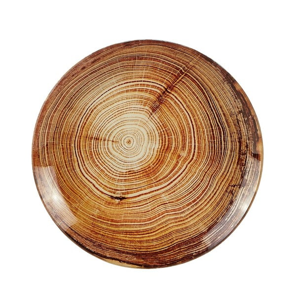 Hnědý skleněný dekorační talíř s texturou dřeva Villa Collection, ∅ 20 cm
