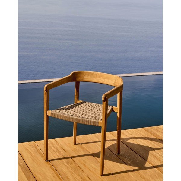 Dřevěná zahradní židle v přírodní barvě Icaro – Kave Home-image-1