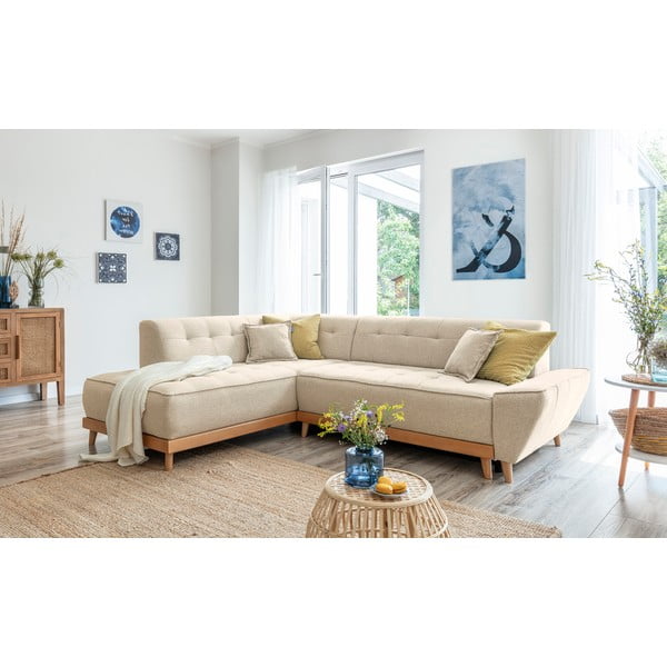 Béžová rozkládací rohová pohovka Miuform Dazzling Daisy L, levý roh-image-3