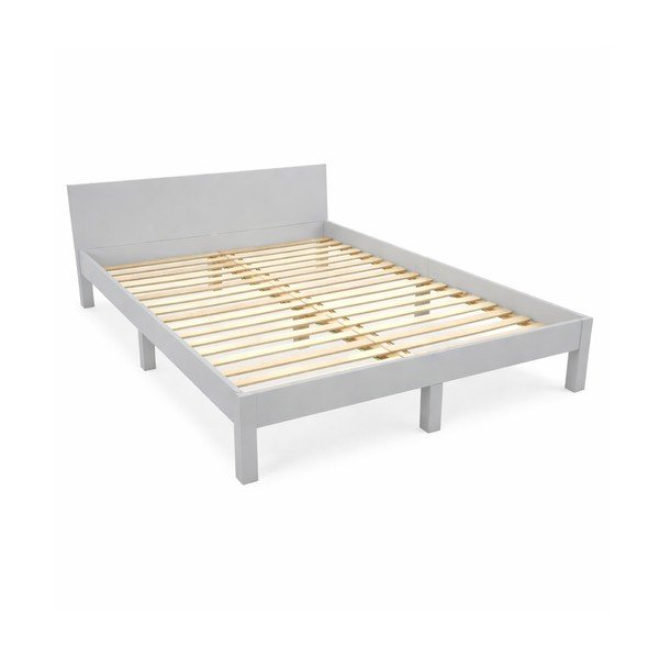 Světle šedá dvoulůžková postel z bukového dřeva s roštem 160x200 cm Dabi – Ragaba