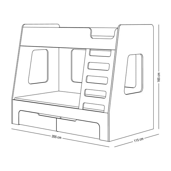 Bílá patrová postel s modrými detaily Devoto Nimbo I. -image-1