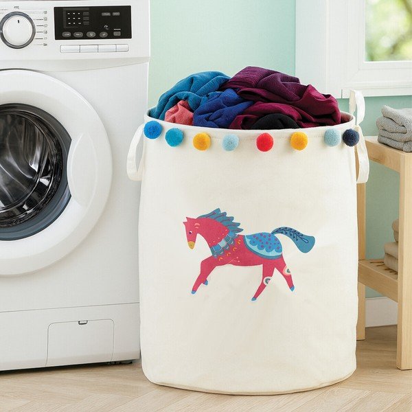 Bílý látkový dětský koš na hračky ø 38x48 cm Mimo Eclectic Horse – Premier Housewares-image-3