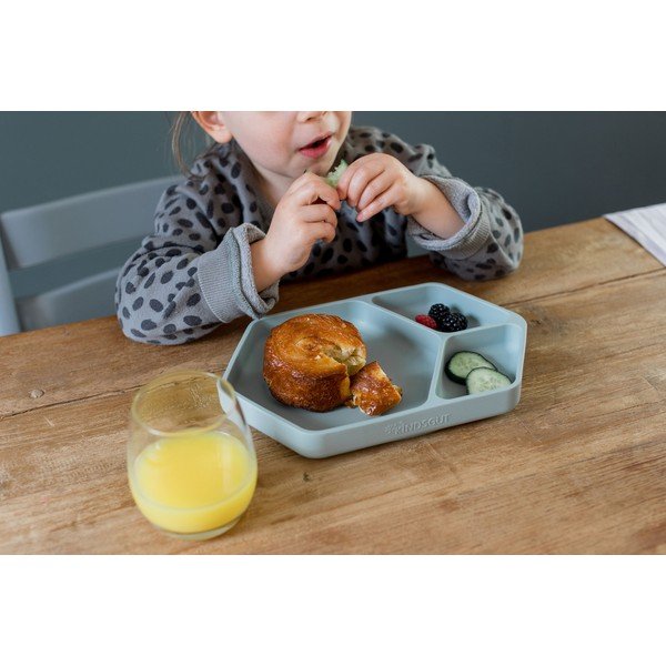 Modrý silikonový dětský talíř 16x25 cm – Kindsgut-image-4