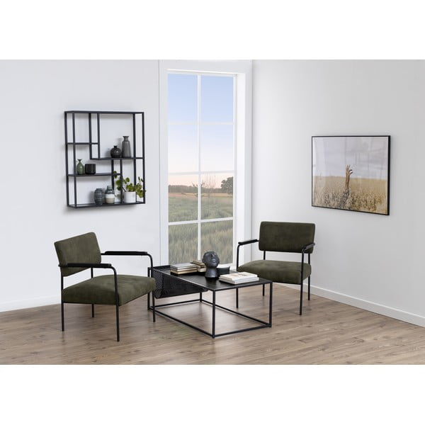 Černá nástěnná knihovna v dekoru jasanu 75x91 cm Seaford – Actona-image-1