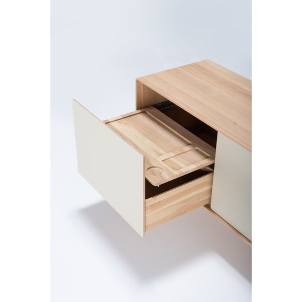 TV stolek z dubového dřeva v bílo-přírodní barvě 180x64 cm Fina – Gazzda-image-1