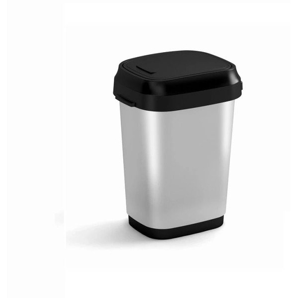 Nášlapný plastový odpadkový koš ve stříbrné barvě 10 l Dual Swing Bin Style S – KIS