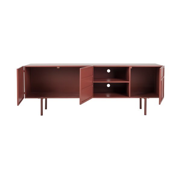 Červený kovový TV stolek 160x58x36 cm Davis – White Label-image-3