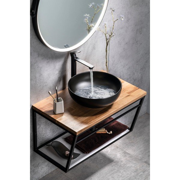 Deska pod umyvadlo z dubového dřeva v přírodní barvě 80x50 cm Woody – Sapho-image-2