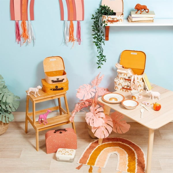 Oranžovo-růžový dětský bavlněný koberec Sass & Belle Earth Rainbow, 50 x 60 cm-image-1