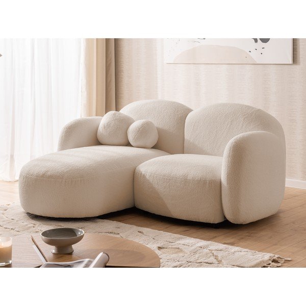 Světle hnědá rohová pohovka z textilie bouclé (levý roh/s lenoškou) Orbit – Ropez-image-4