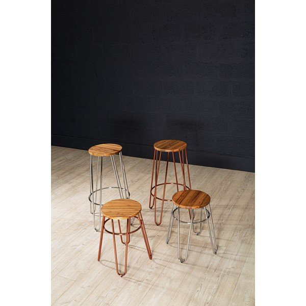 Stolička z jilmového dřeva ve stříbrné barvě/v přírodní barvě District – Premier Housewares-image-2