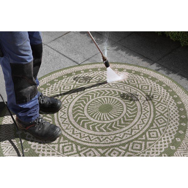 Zeleno-béžový venkovní koberec Ragami Round, ø 120 cm-image-3