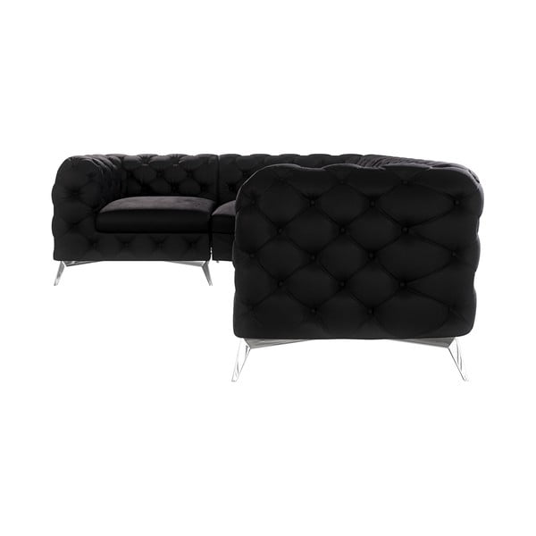 Černá sametová rohová pohovka (levý roh/do L) Chelsea – Ropez-image-1