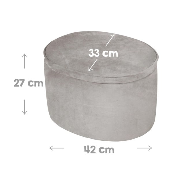 Světle šedý sametový dětský puf Lil Sofa – Roba-image-3