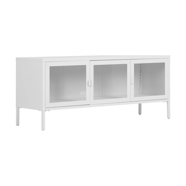 Bílý kovový TV stolek 130x55 cm Brisbane – House Nordic-image-1