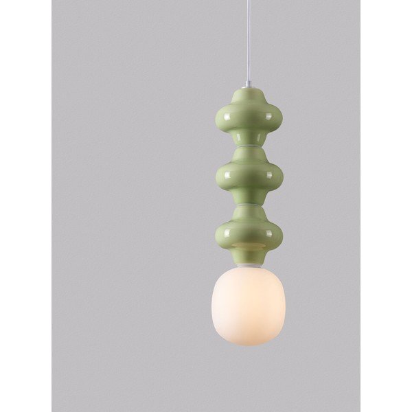 Bílé/světle zelené keramické závěsné svítidlo se skleněným stínidlem ø 18 cm Clio – Nova Luce-image-1