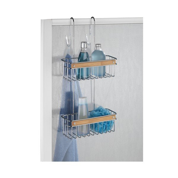 Dvoupatrová nerezová závěsná polička do sprchy Wenko Zerbo-image-2