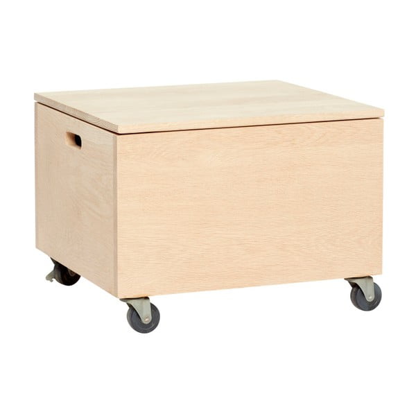 Pojízdný úložný box na kolečkách z dubového dřeva Hübsch Oak Wooden Box